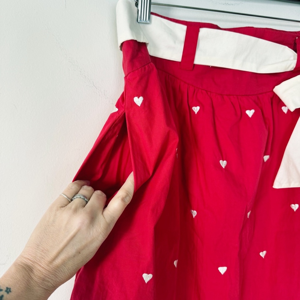 eshakti Red Embroidered Heart Skirt Retro Valentines XL 16 - Picture 3 of 9